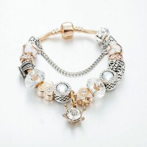 Women Crown Charm Bracelet Elegant Love Beads Bangles Gift Snake Chain Bracelets