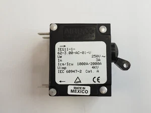 AIRPAX IEG11-1-62-3.00-AC-01-V 3A 250V 2-Pole Circuit Breaker - Picture 1 of 5