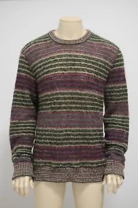 Maglione vintage MISSONI UOMO multicolore a righe lana mohair maglia zig zag L - Foto 1 di 10