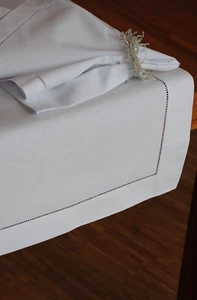 Tischläufer weiß 100% Baumwolle 50 cm x 150/180 cm - Hohlsaum - Lindhorst Home - Bild 1 von 1