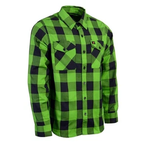 Milwaukee Leather MNG11656 Men's Flannel Plaid Black and Neon-Green Long Sleeve - Bild 1 von 12