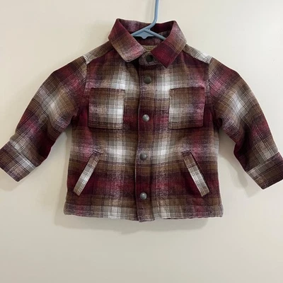 Abrigo Granero Tareas Rancho Niños Niños 2T Borgoña Cuadros Western Country Acogedor Exterior. Foto 1 de 4