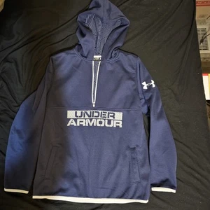 Under Armour Boy's Navy Blue Hooded 1/4 Zip Pullover Sweatshirt Size YXL/JTG/EG - Picture 1 of 6