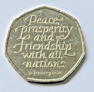 50p Münze Brexit 2020 - "Frieden, Wohlstand und Freundschaft" - Bild 1 von 2