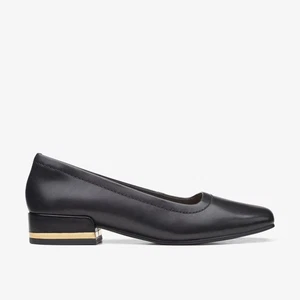 Clarks Womens Seren 30 Court Black Slip Ons Leather Smart - Picture 1 of 6