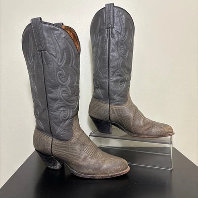 Botas de Vaquero J. Chisholm Para Mujer Western 7M Cuero Gris Hechas en EE. UU. De Colección Foto 1 de 4