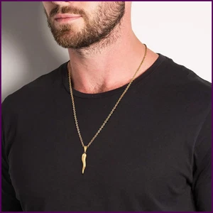 Collana CORNO ITALIANO, ciondolo cornicello italiano in acciaio inox - Foto 1 di 30