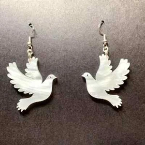 Peace Dove Acryl Ohrringe Elegant Unikat Geschenk Damen Mädchen Mode Geschenk Neu - Bild 1 von 4