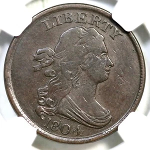 1804 C-11 R-2 NGC VF 35 Draped Bust Half Cent Coin 1/2c - Picture 1 of 3