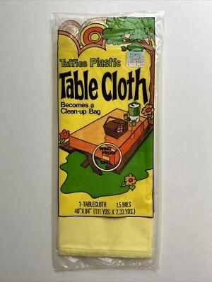 Vintage 1970s Plastic Table Cloth/Cover Retro Graphics Design Tuffies Plastic - Image 1 of 4