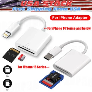 TF/SD Card Adapter Camera Reader for iPad iPhone6 7 8 Plus 13 14 15 Pro X Xs Lot - Picture 1 of 15