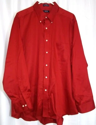 Izod Men's Pocket Red Dress Shirt Long Sleeve Button Front Size 17.5  - Image 1 of 3