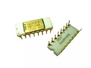 C2102A-4 INTEL C2102 1K SRAM 1024Bit WHITE CERAMIC GOLD TOP PINS APPLE 1 Mimeo-1 - Picture 1 of 4