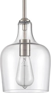 Modern Farmhouse Pendant Lighting for Kitchen Island Glass Pendant Light Silver - Picture 1 of 9