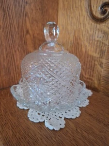 Vintage Avon Fostoria Crystal Covered Round Butter dish with Domed Lid  - Picture 1 of 7