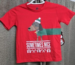 American Dream Team Network Red Christmas Sometimes Nice Tee Size 5 NWT - Picture 1 of 7