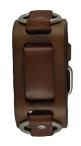 Nemesis BRB Brown Ring Leather Watch Cuff Band 20mm Vintage Punk Style Bracelet - Picture 1 of 4