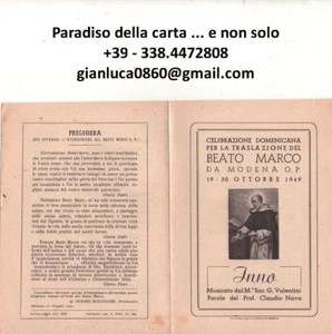 BEATO MARCO DA MODENA (Celebrazione per la traslazione Ottobre 1949 - Inno) - Imagen 1 de 1