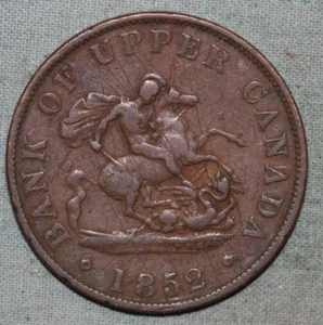Banco del Alto Canadá 1852 Medio Penny ~ Ficha Bancaria ~99 ¢ Envío con seguimiento - Imagen 1 de 2