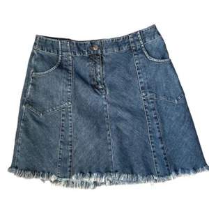 J. Jill Frayed Hem Denim Skirt Size 10 Petite EUC - Picture 1 of 3