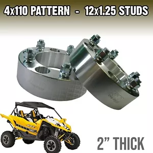 Pair - 2" 4x110 Wheel Spacers 12x1.25 Lug Fit Yamaha Viking Wolverine YXZ1000R - Picture 1 of 6