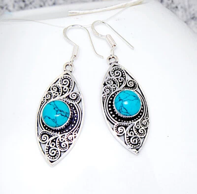 Damenohrringen bemerkenswert Ohrringe filled Sterlingsilber 925 Edelstein Türkis - Bild 1 von 2