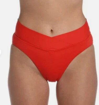 LA BLANCA Cherry Red Womens High Waist Swim Bottoms Size 10 New With Tags - Image 1 of 4