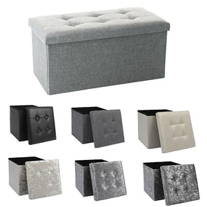 Ottoman Storage Seat Stool Trunk Toy Chest Bedding or Blanket Box Folding Bench - Picture 1 of 51