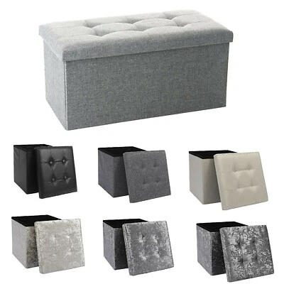 Ottoman Storage Seat Stool Trunk Toy Chest Bedding or Blanket Box Folding Bench  - Image 1 of 3