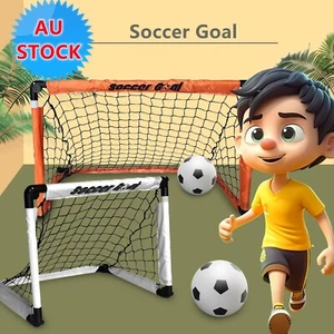 Soccer Goal Foldable Indoor Outdoor Sports Kids Mini Football Gift - Picture 1 of 9