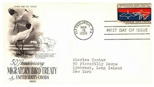 1966 FDC Art Craft 50th Anniversary Migratory Bird Treaty Pittsburgh PA 5cents - Picture 1 of 3