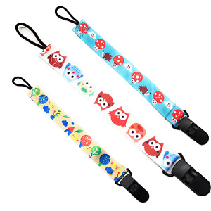Pacifier Clips by Spirius - (Pack of 3) Dummy Clips Holder for Baby Boys Girls