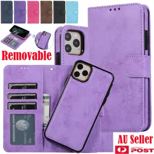 For iPhone 16 15 14 13 12 Case Pro MAX 8 Magnetic Leather Removable Wallet Cover - Picture 1 of 57