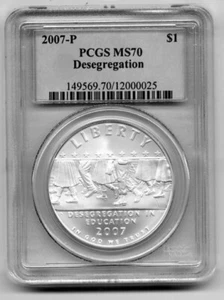 2007-P Desegregation - Little Rock - Commemorative Silver Dollar ($1) PCGS MS70 - Picture 1 of 2