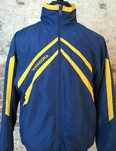 VTG Michigan Colorway DIADORA Soccer Jacket Windbreaker Men's M Navy Blue Gold - Picture 1 of 10