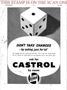 CASTROL Motor Oil 'Don't Take Chances, Dice' ADVERT : 1957 Print Ad 704/196 - Picture 1 of 1