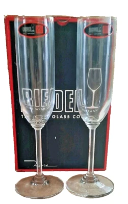 Riedel Champange Wine Collection Glasses 6448/08 Set of 2 Varietal Ribbed Stem - Image 1 of 4