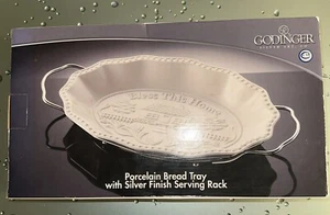 Godinger Porcelain Bread Tray with Silver Serving Rack - NEVER OPENED! - Picture 1 of 3