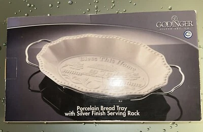 Godinger Porcelain Bread Tray with Silver Serving Rack - NEVER OPENED! - Image 1 of 3