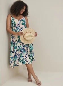 Vestido Midi Torrid Palms Rosa Verde Nuevo con Etiquetas Nuevo 6X - Imagen 1 de 8