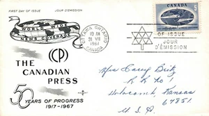 CANADA1967 FIRST DAY COVER GLOBE 50th ANNIV OF THE CANADIAN PRESS - Picture 1 of 1