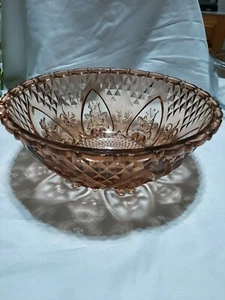 Vintage Kig Malaysia 1920er 6 Fuß große rosa_braune Pressglasschale... - Bild 1 von 6