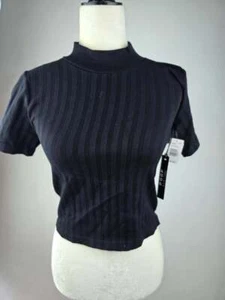 Neu mit Etikett! POOF NEW YORK Gr. Medium M/L Damen schwarz Crop Top Shirt - Bild 1 von 3