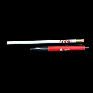 Vintage Apple Computer Employee Red Ink Pen & White Pencil 1980s/1990s Germany - Picture 1 of 3