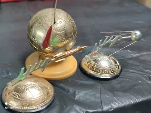 VINTAGE ROCKET SPUTNIK GLOBE VOSTOK RUSSIAN SPACE PROGRAM 3 SOUVENIRS USSR CCCP - Picture 1 of 24