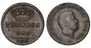 ITALIA REGNO DELLE DUE SICILIE Ferdinando II Tornese 1853 - Imagen 1 de 1