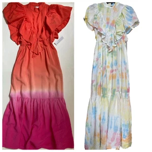 NWT Rayon blend Young Fabulous & Broke Maxi Ruffle Mock Neck Dress Sz XS, S - Picture 1 of 19