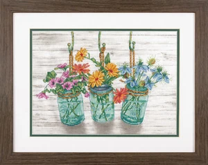 Dimensions Counted Cross Stitch Kit: Flowering Jars - Picture 1 of 1
