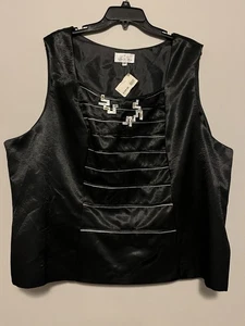 Serafina Premium Apparel Damen Übergröße 24 Oberteil schwarz Satin ärmellos - Bild 1 von 5