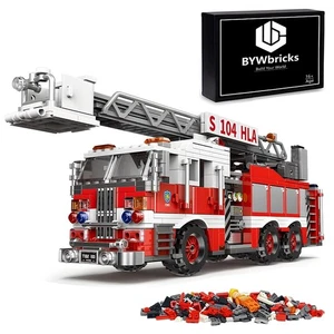BYWbricks City Ladder Fire Truck Building Blocks Set (711 pcs) Toy Station Fi... - Picture 1 of 9